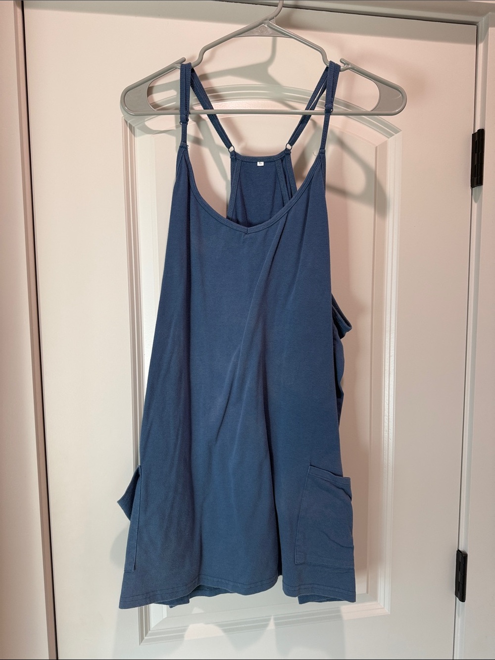 Blue Women's Racerback Exercise Dress with Pockets